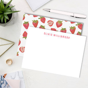Carte De Correspondance Motif de fraises personnalisé