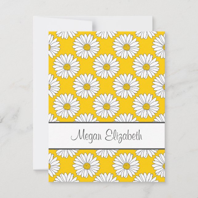Carte De Correspondance Motif de marguerite jaune blanc 2 (Devant)