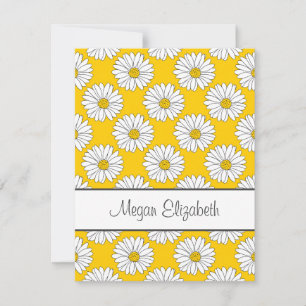 Carte De Correspondance Motif de marguerite jaune blanc 2