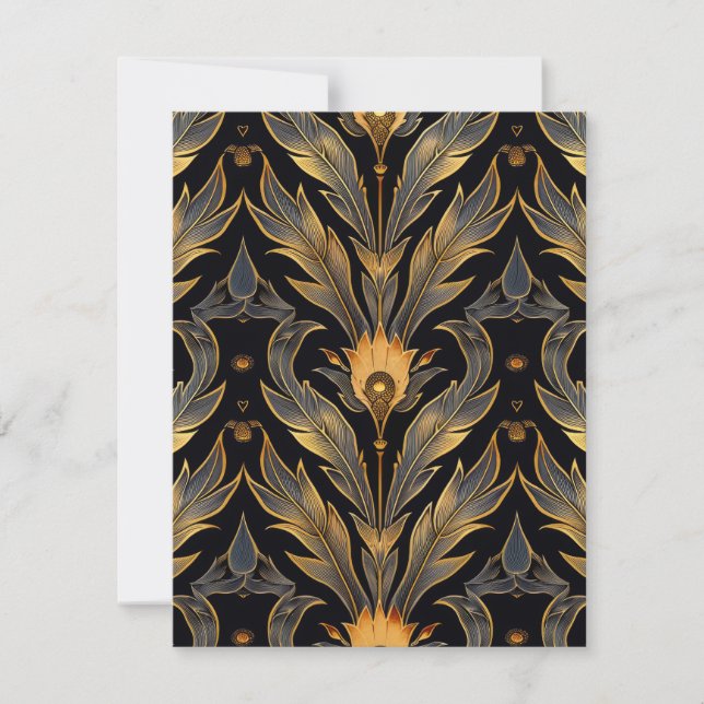 Carte De Correspondance Motif de plumes Art déco (Devant)