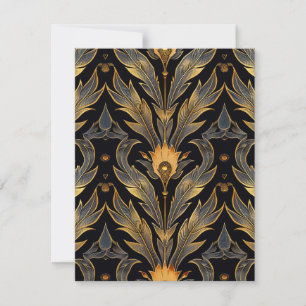 Carte De Correspondance Motif de plumes Art déco
