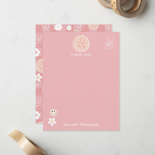 Carte De Correspondance Motif hippie Super rose rétro À damiers