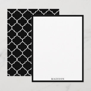 Carte De Correspondance Motif marocain méditerranéen noir et blanc