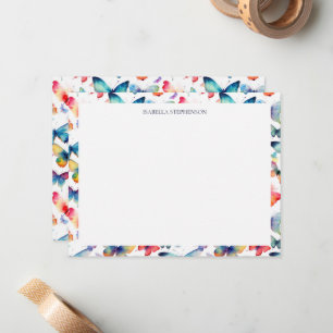 Carte De Correspondance Motif papillon aquarelle coloré