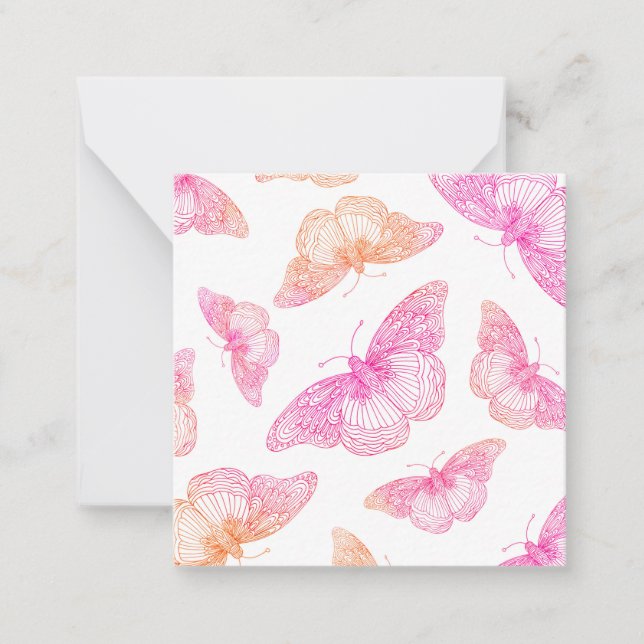 Carte De Correspondance Motif papillon rose orange (Devant)