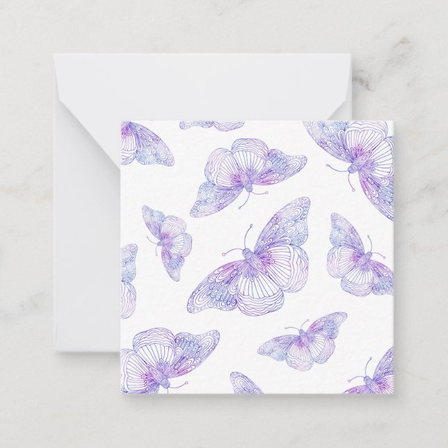 Carte De Correspondance Motif papillon violet aquarelle (Devant)