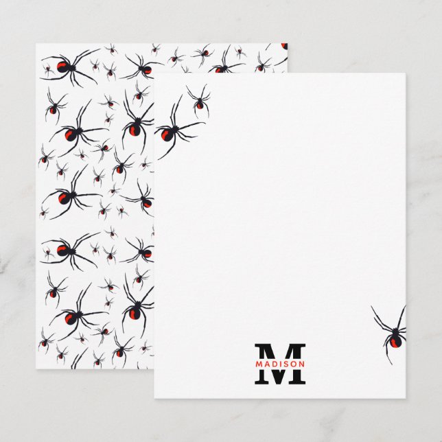 Carte De Correspondance Motif Red & Black Spider Monogrammé (Devant / Derrière)