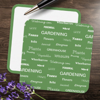 Carte De Correspondance Mots de jardinage Motif Jardin vert élégant Chic