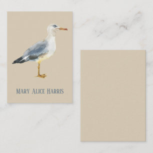 Carte De Correspondance Mouette de plage à l'aquarelle personnalisée