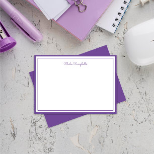Carte De Correspondance Moyen minimaliste violet, 2 Frontières, signature
