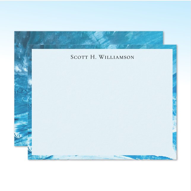 Carte De Correspondance Name || Azure Blue Abstract Painting Frame (Créateur téléchargé)