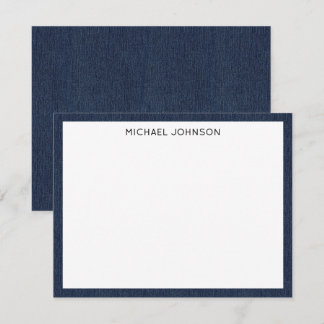 Carte De Correspondance Name || Dark Blue Denim Print Frame Border