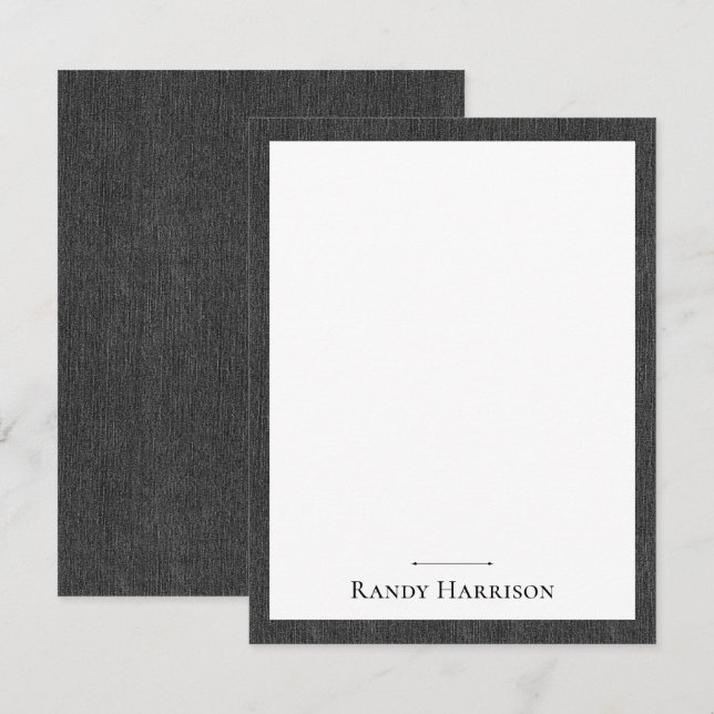 Carte De Correspondance Name || Stylish Masculine Black Denim Print Frame (Devant / Derrière)