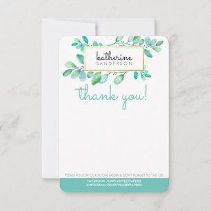 Carte De Correspondance NATURE BOTANIQUE moderne aquarelle peinte feuille