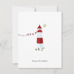 Carte De Correspondance Nautical Lighthouse Beach Happy Birthday Balloon