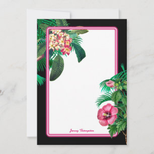 Carte De Correspondance Neon Pink Tropical Botanical