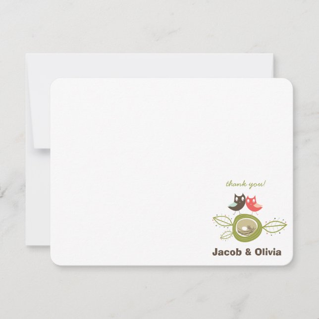 Carte De Correspondance Nesting Owl Family Baby shower Thank You Note Card (Devant)