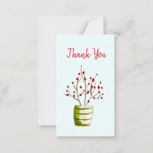 Carte De Correspondance Noël à l'aquarelle de Red Berries