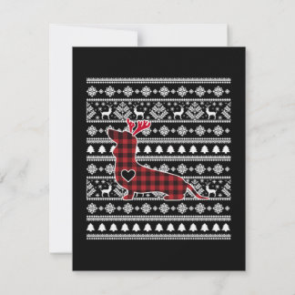 Carte De Correspondance Noël au chien teckel de Buffalo à carreaux rouges