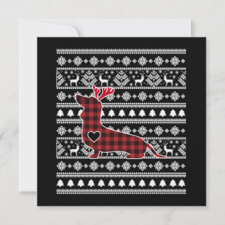 Carte De Correspondance Noël de chien de Dachshund de plaid rouge de Buffa
