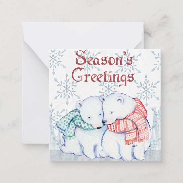Carte De Correspondance Noël d'ours polaire (Devant)
