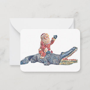 Carte De Correspondance Noël en Floride Santa Claus équitation Alligator