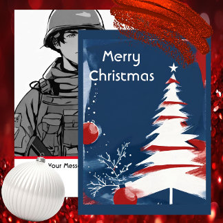 Carte De Correspondance Noël Patriotique Militaire USA