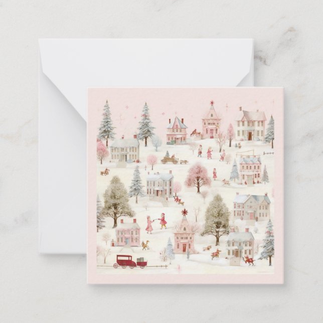 Carte De Correspondance Noël rose vintage (Devant)
