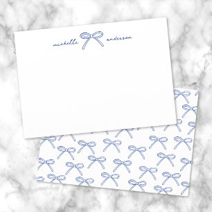 Carte De Correspondance Nœud Bleu Marine Personnalisé Nom