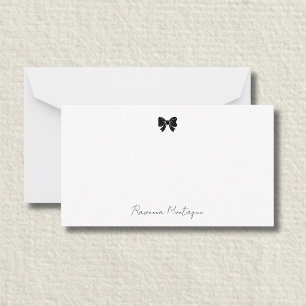 Carte De Correspondance Nœud décoratif noir élégant avec nom manuscrit