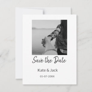 Carte De Correspondance NOIR BLANC CLASSIQUEenregistrer la date ajouter QR