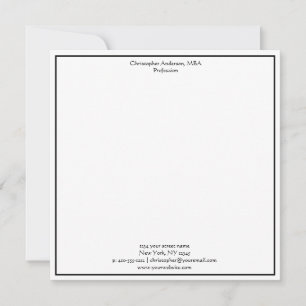 Carte De Correspondance Noir blanc minimaliste professionnel