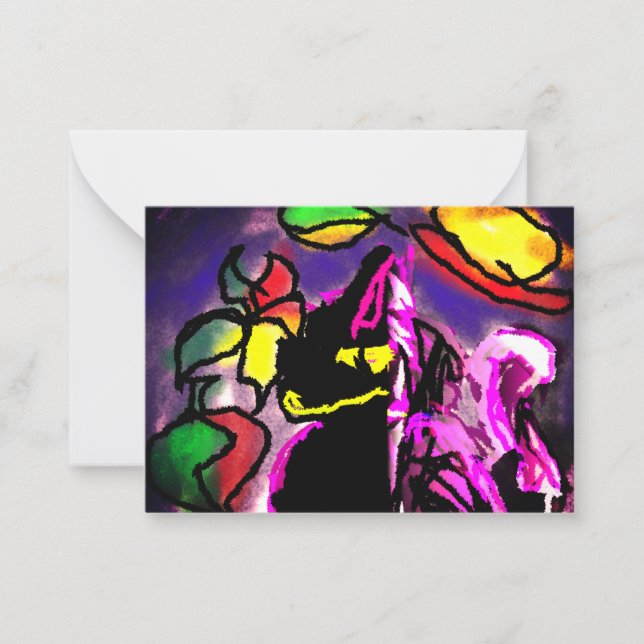 Carte De Correspondance Noir chat brille (Devant)