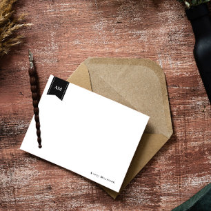 Carte De Correspondance Noir coupé Nom et initiales