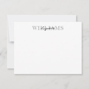 Carte De Correspondance Noir moderne manuscrit Script 2 Nom