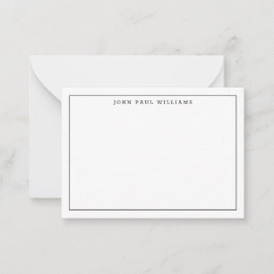 Carte De Correspondance Noir moderne Professionnel Simple Bordure mince