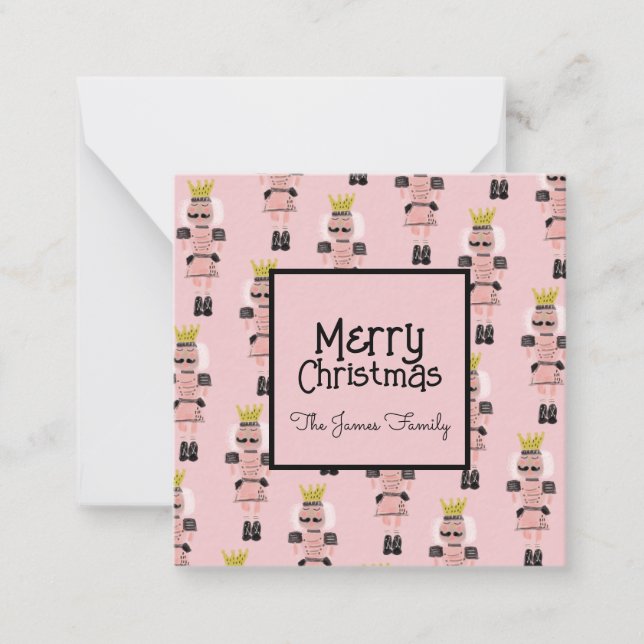 Carte De Correspondance Noisette de Noël main tiré Soldat rose (Devant)