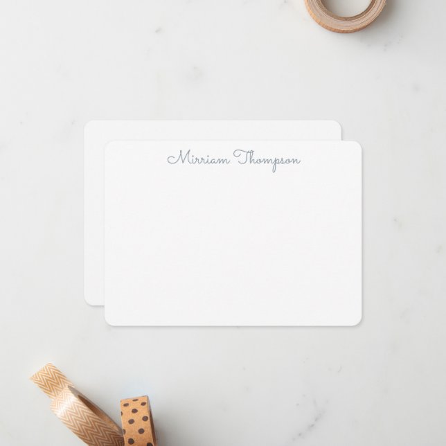 Carte De Correspondance Nom Bleu Féminin Élégant Moderne (Devant/Arrière en situation)