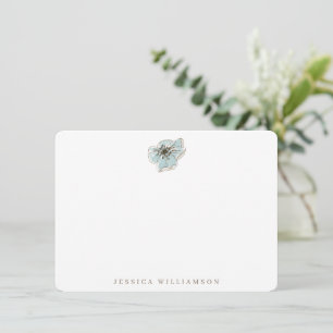 Carte De Correspondance Nom botanique aquarelle bleu poussiéreux Minimalis