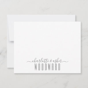 Carte De Correspondance Nom de couple Mariage Monogramme Art Déco Typograp