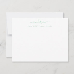Carte De Correspondance Nom de famille Mint Green Script Calligraphie