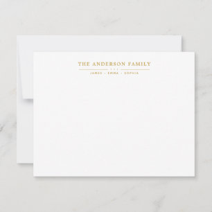 Carte De Correspondance Nom de famille Script Faux Gold Typographie Police