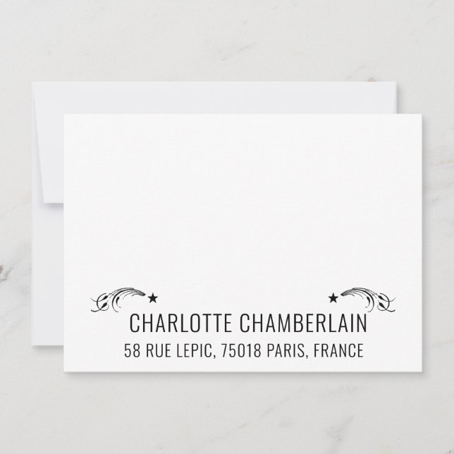 Carte De Correspondance Nom de Pretty Sans Serif Étoiles de tir décorative (Devant)