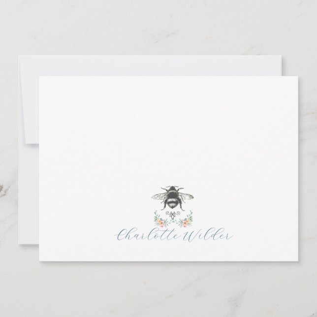 Carte De Correspondance Nom de script abeille florale (Devant)