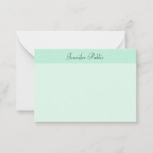 Carte De Correspondance Nom de script manuscrit Texte Mint Green moderne