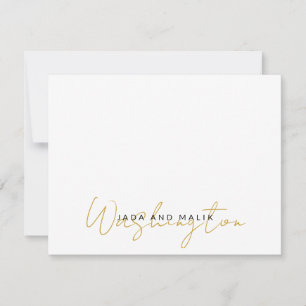 Carte De Correspondance Nom du couple Mariage Monogram Gold Nom du script