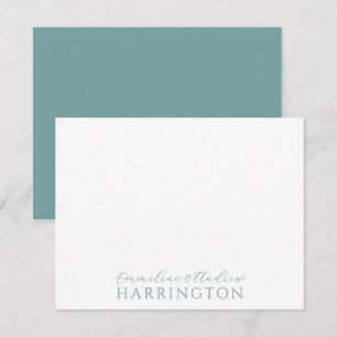 Carte De Correspondance Nom du couple Mariage Monogram Pastel Blue Green