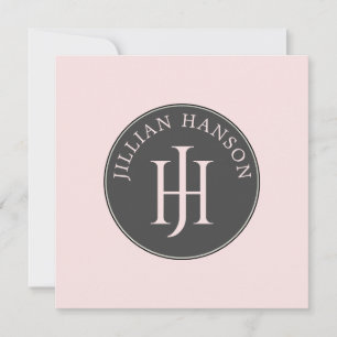 Carte De Correspondance Nom du monogramme personnel artistique Logo rose p