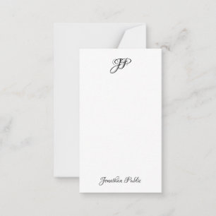 Carte De Correspondance Nom du script manuel personnalisé Monogramme simpl