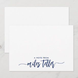 Carte De Correspondance Nom en écriture Navy Blue personnalisé A Note De